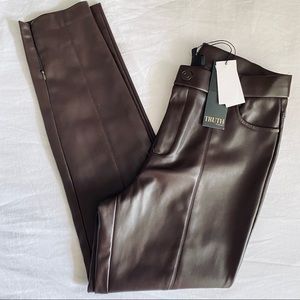 Faux leather straight leg pants